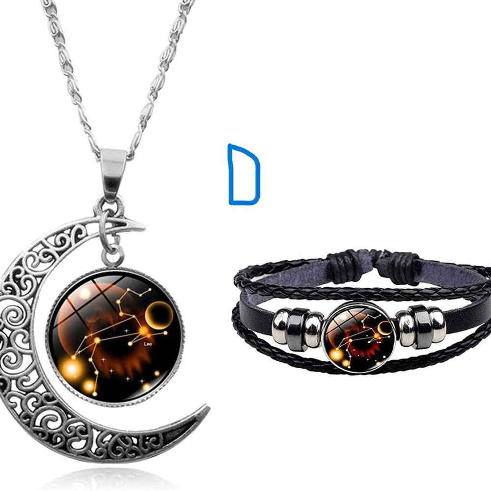 New 12 Zodiac Constellation Necklace & Constellations Beaded Hand Woven Leather - Picture 4 of 13